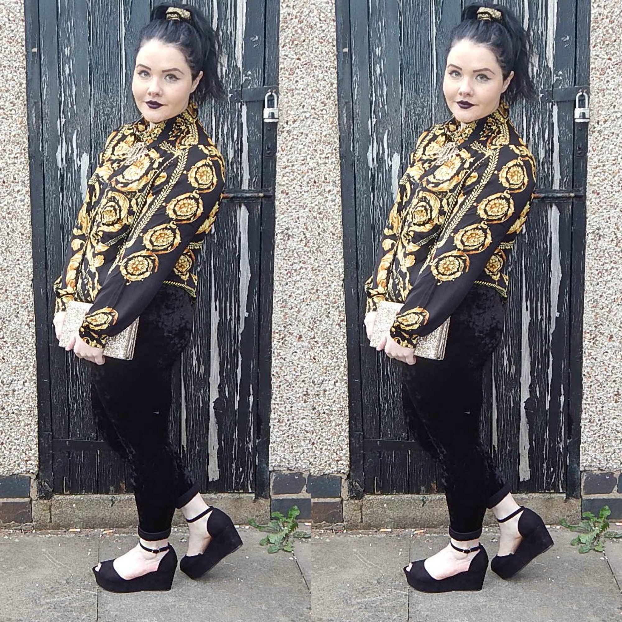 Outfit of the Day: Velvet Leggings and Baroque Shirt